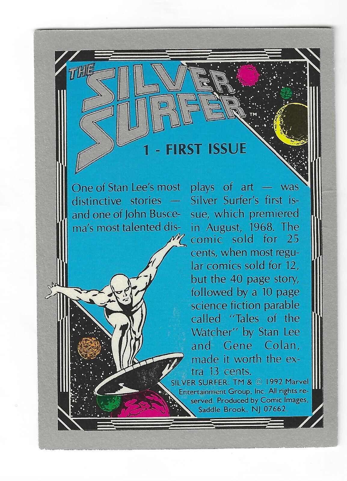 Silver Surfer 1991 1 First Issue Comic Images Trading Card