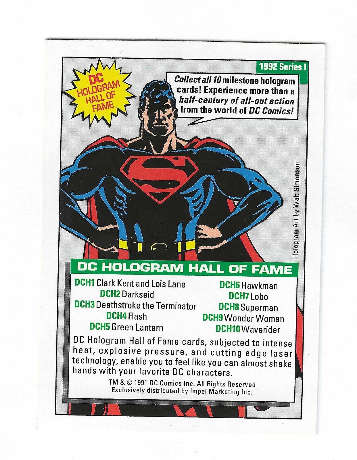 1991 Impel DC Comics Hologram Hall of Fame Card DCH5 Green Lantern