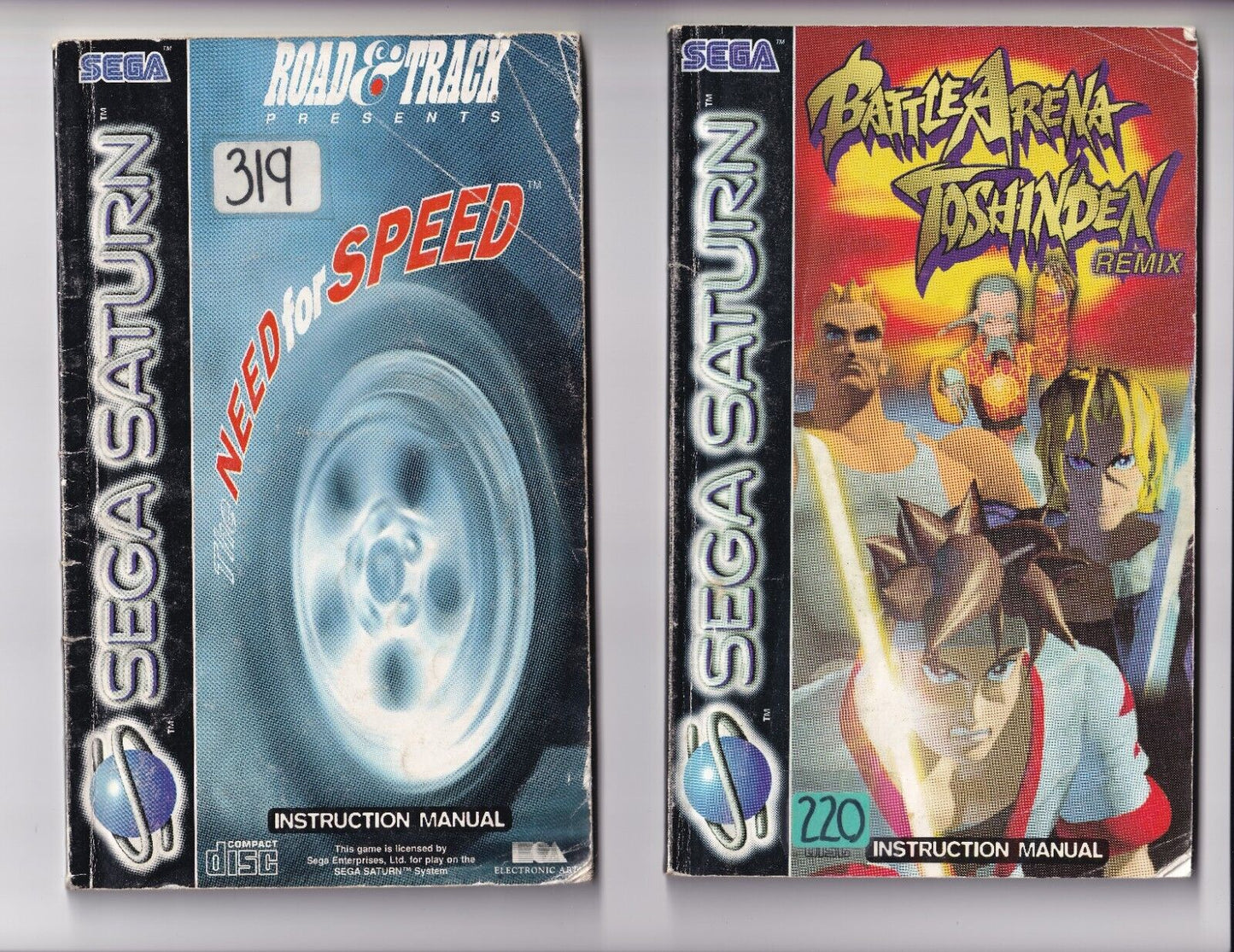 Sega Saturn Manual Lot x 3 Battle Arena Toshiden Need for Speed Exhumed