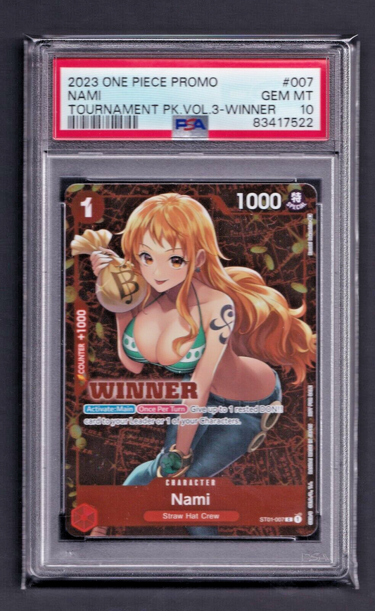 PSA 10 Nami P-007 Tournament Winner Pack Vol. 3 One Piece Card Game