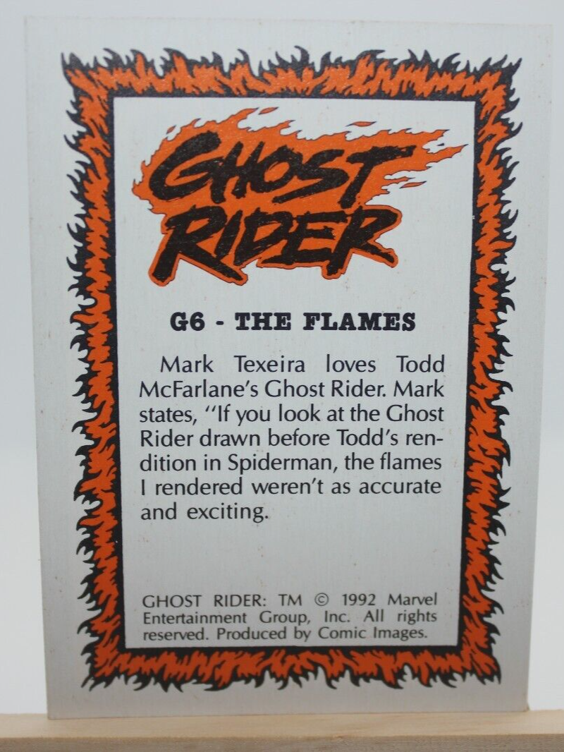 1992 Marvel Ghost Rider GLOW IN THE DARK INSERT CARD #G6 The Flames Chase Card