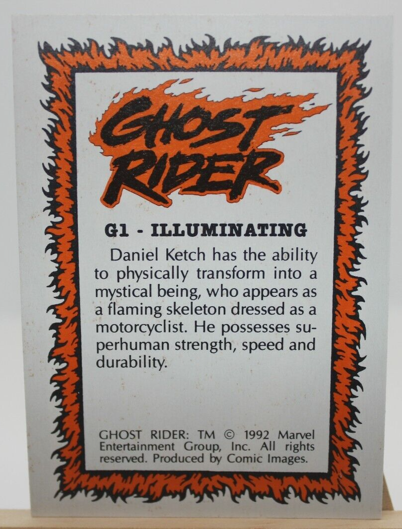 1992 Marvel Ghost Rider GLOW IN THE DARK INSERT CARD #G1 Illuminating Chase Card