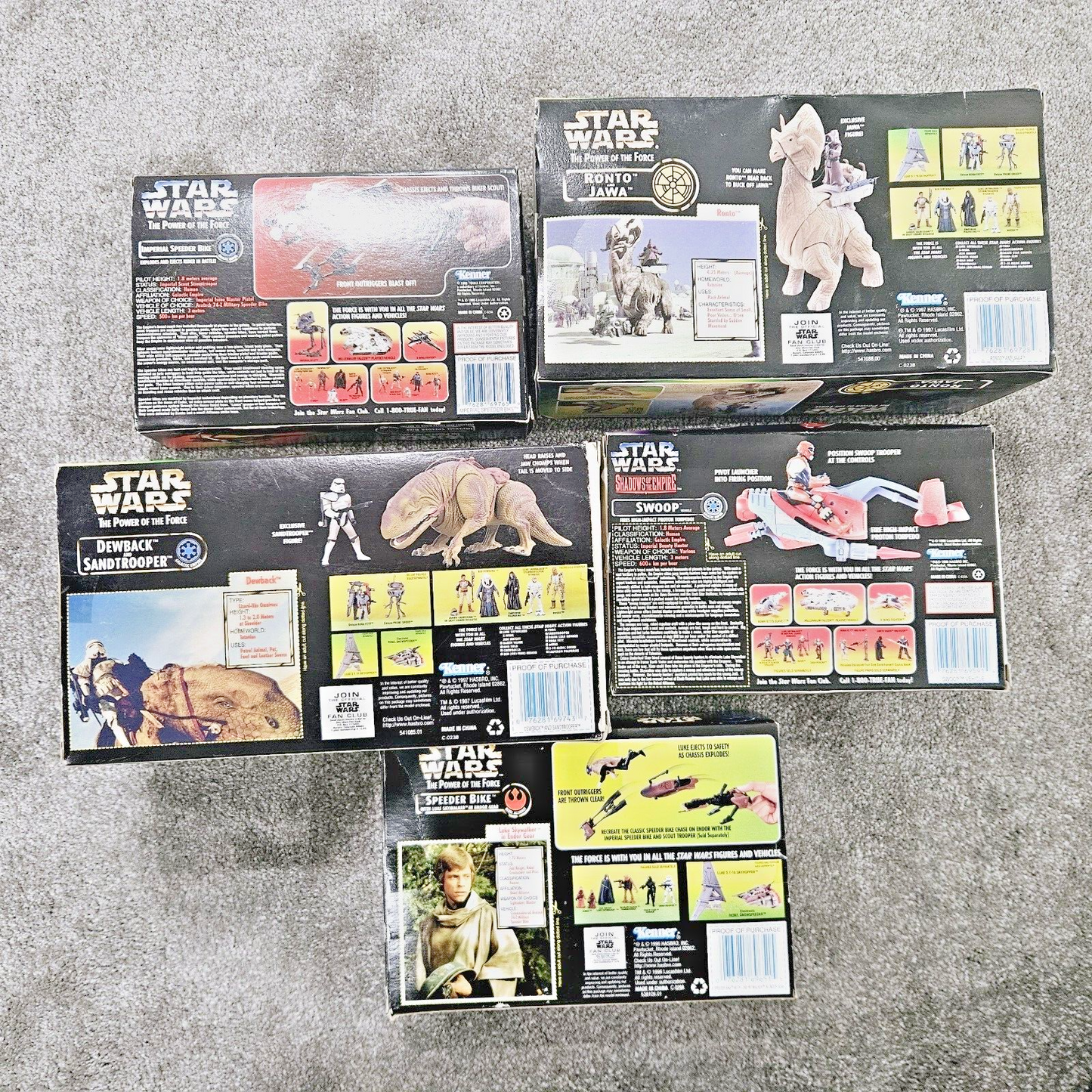 Empty Boxes Star Wars Power of the Force/Shadows of the Empire x5 (See Desc)