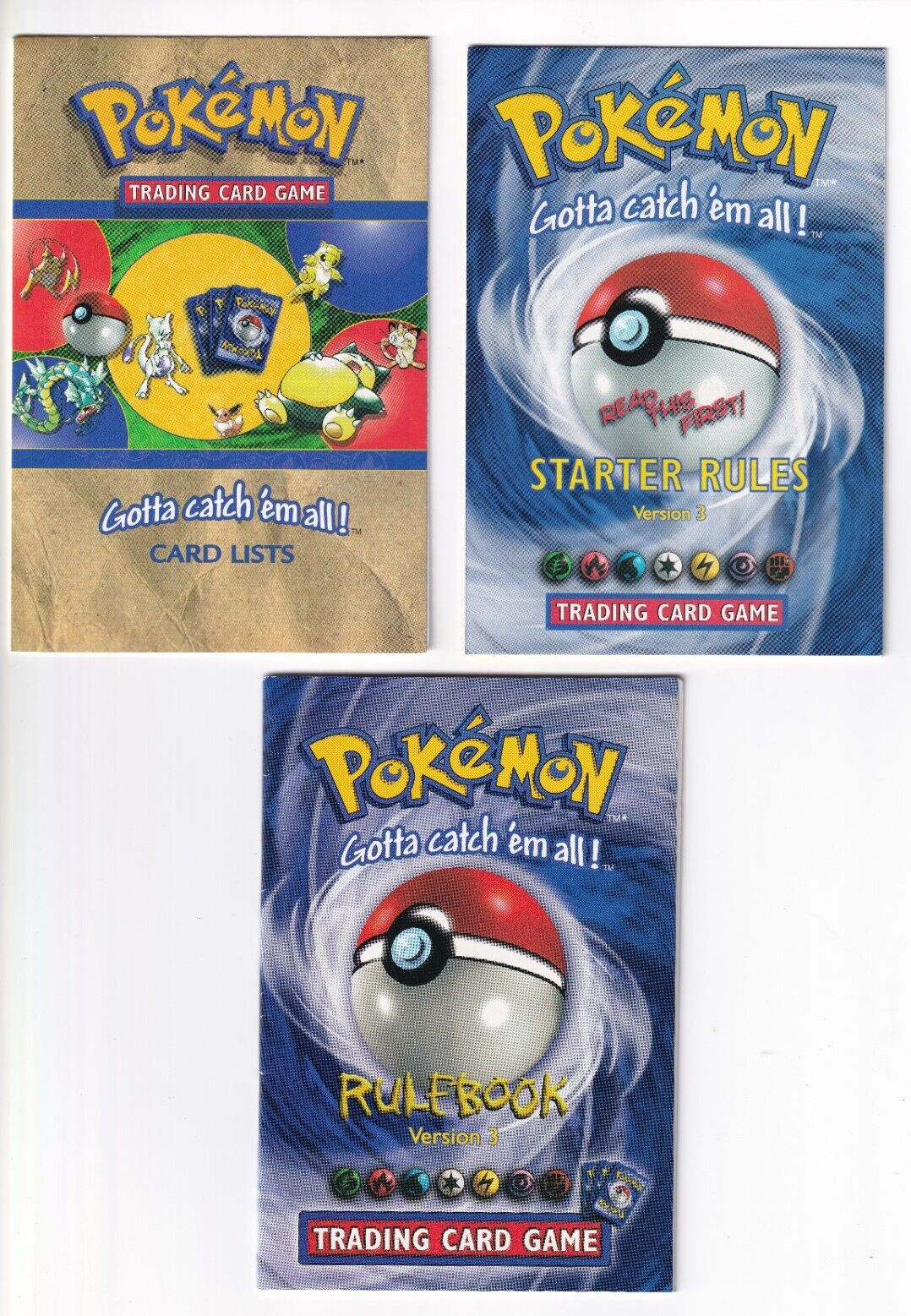 Pokemon Card Checklist Base Set & Rule Book Version 3 & Starter Rules V3