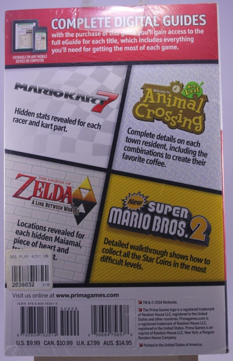 Nintendo 3DS Player s Guide 4 Pack (Mariokart 7, Zelda, Animal Crossing) Sealed