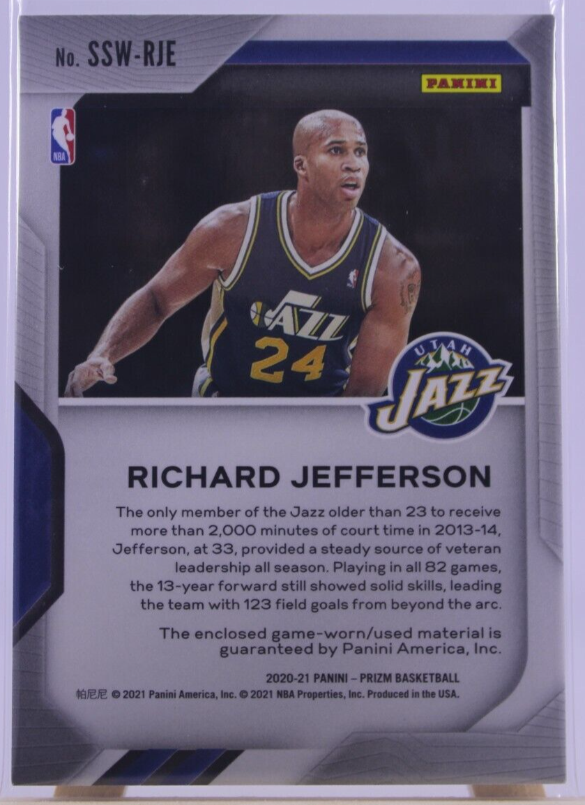 2020-21 Prizm RICHARD JEFFERSON #SSW-RJE Sensational Game-Worn Jersey Patch Jazz