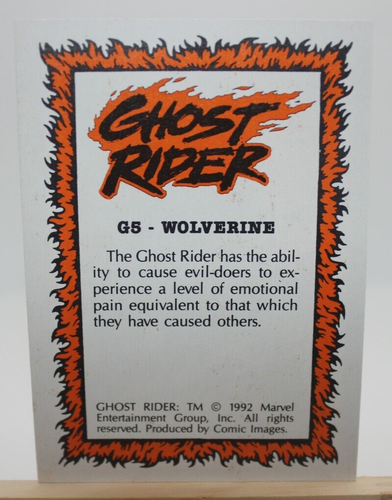 1992 Marvel Ghost Rider GLOW IN THE DARK INSERT CARD #G5 Wolverine Chase Card