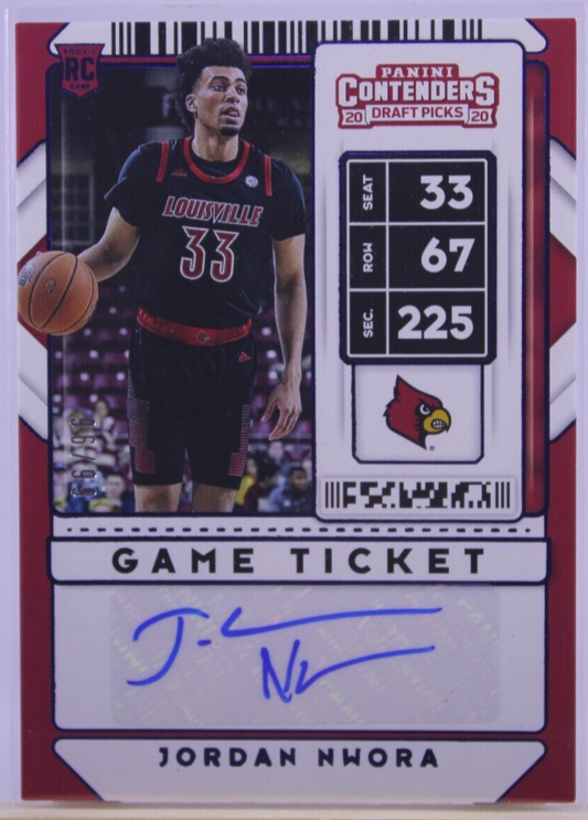 Jordan Nwora Game Ticket Signature No. 33 Numbered 66/96 Rookie Louisville