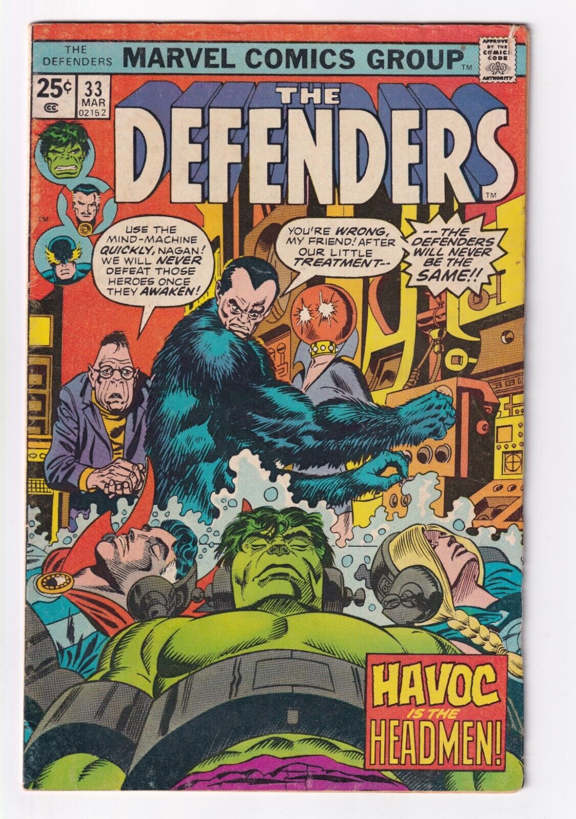 Defenders #33 Havoc is the Headmen Marvel Comics 1976