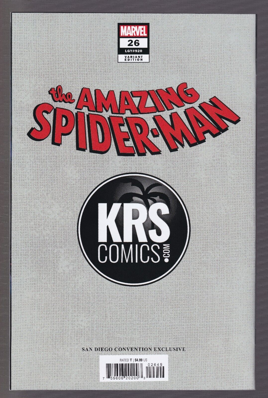 Amazing Spider-Man #26 SDCC Warren Louw KRS Comics Virgin Edition B