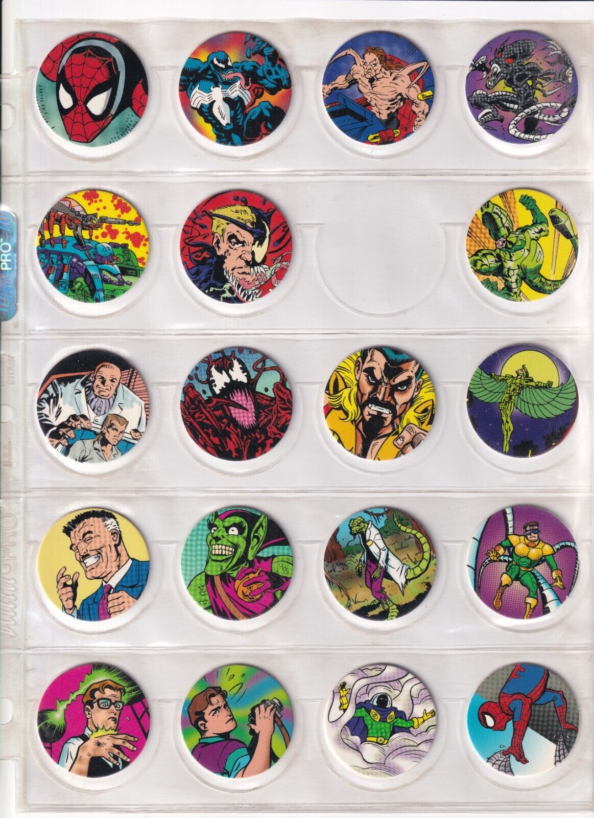 Marvel Comics Toybiz Spiderman Milk Cap Pogs 1994 49/50 Set