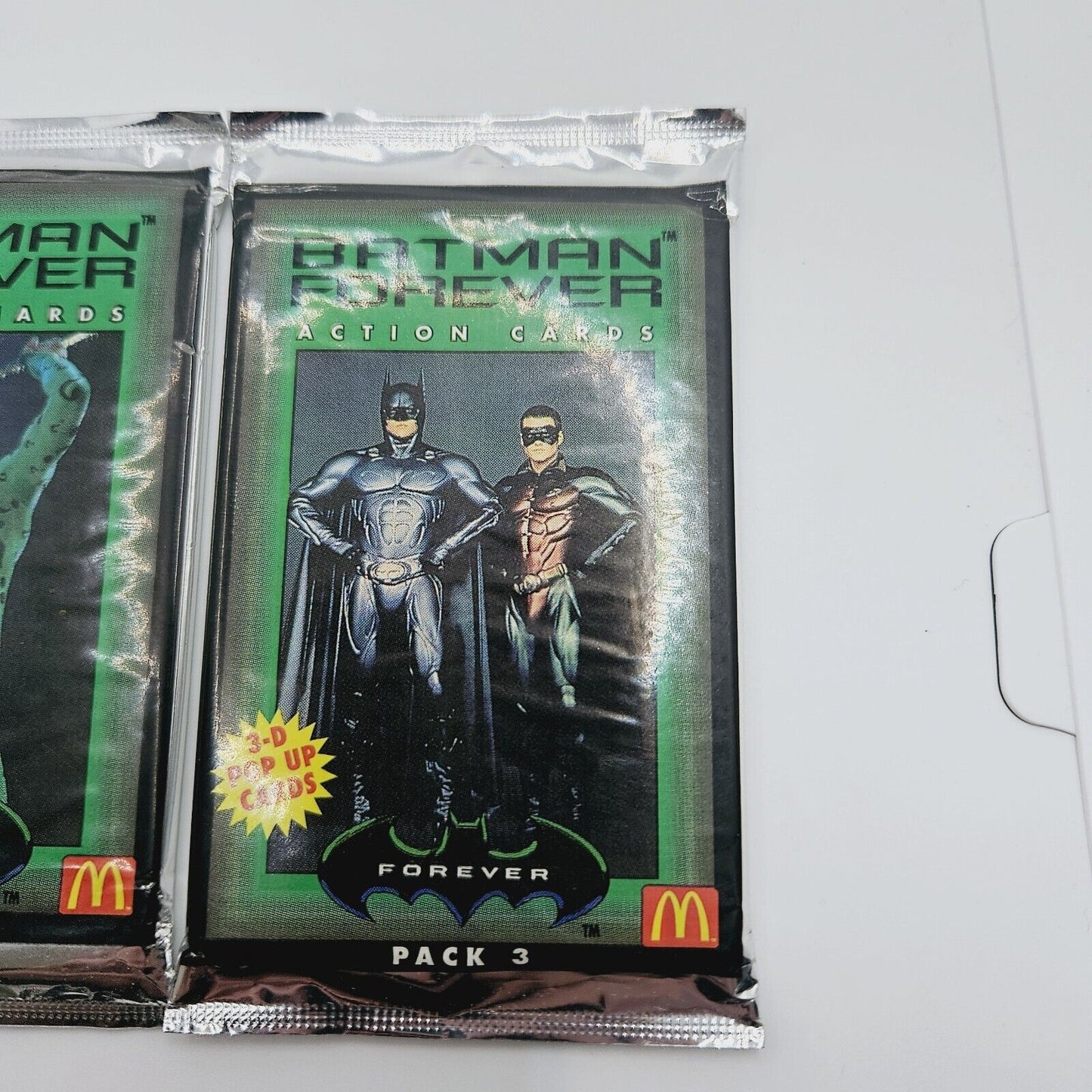 1995 McDonald Batman Forever  Pop-Up Card Sealed Packs #1-3