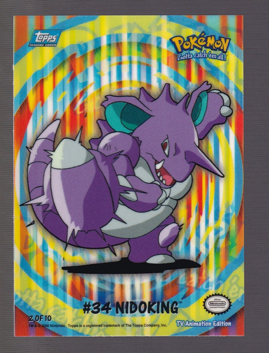 Topps Pokemon Trading Cards: Puzzle Card 2/10 #34 NIDOKING (TV Animation) 2000