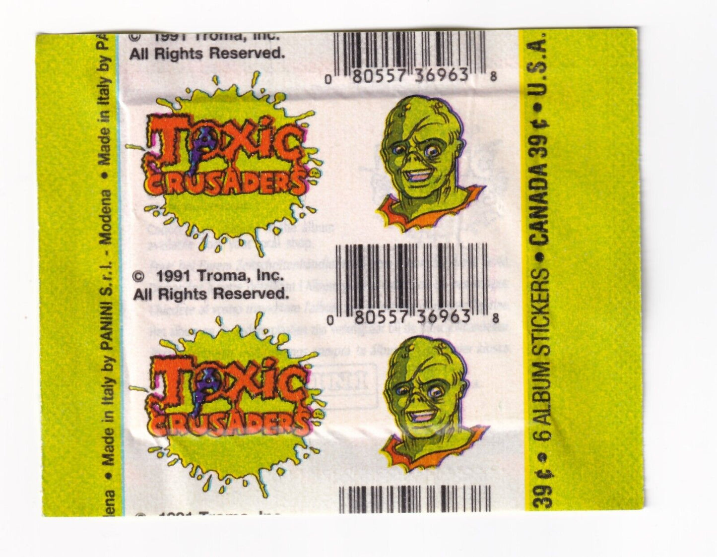 1991 Panini Toxic Crusaders Sealed Packet x 1 Pack