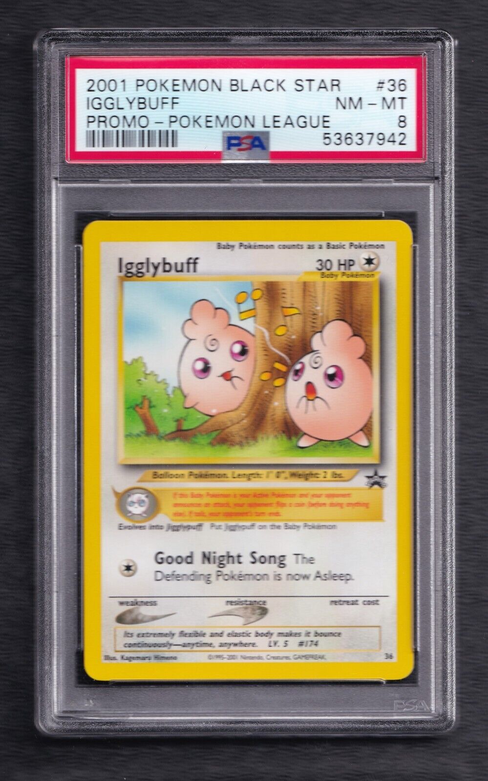 Igglybuff Promo Pokemon League PSA Graded NM-MT 8