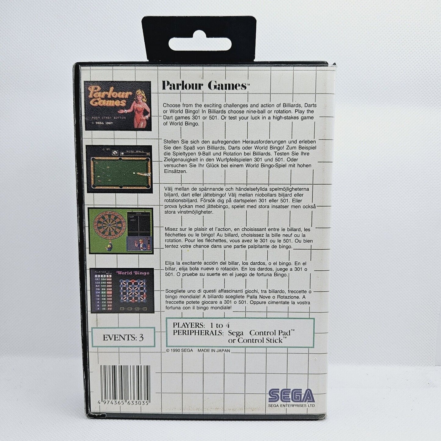 Parlour Games Sega Master System Tested Working CIB