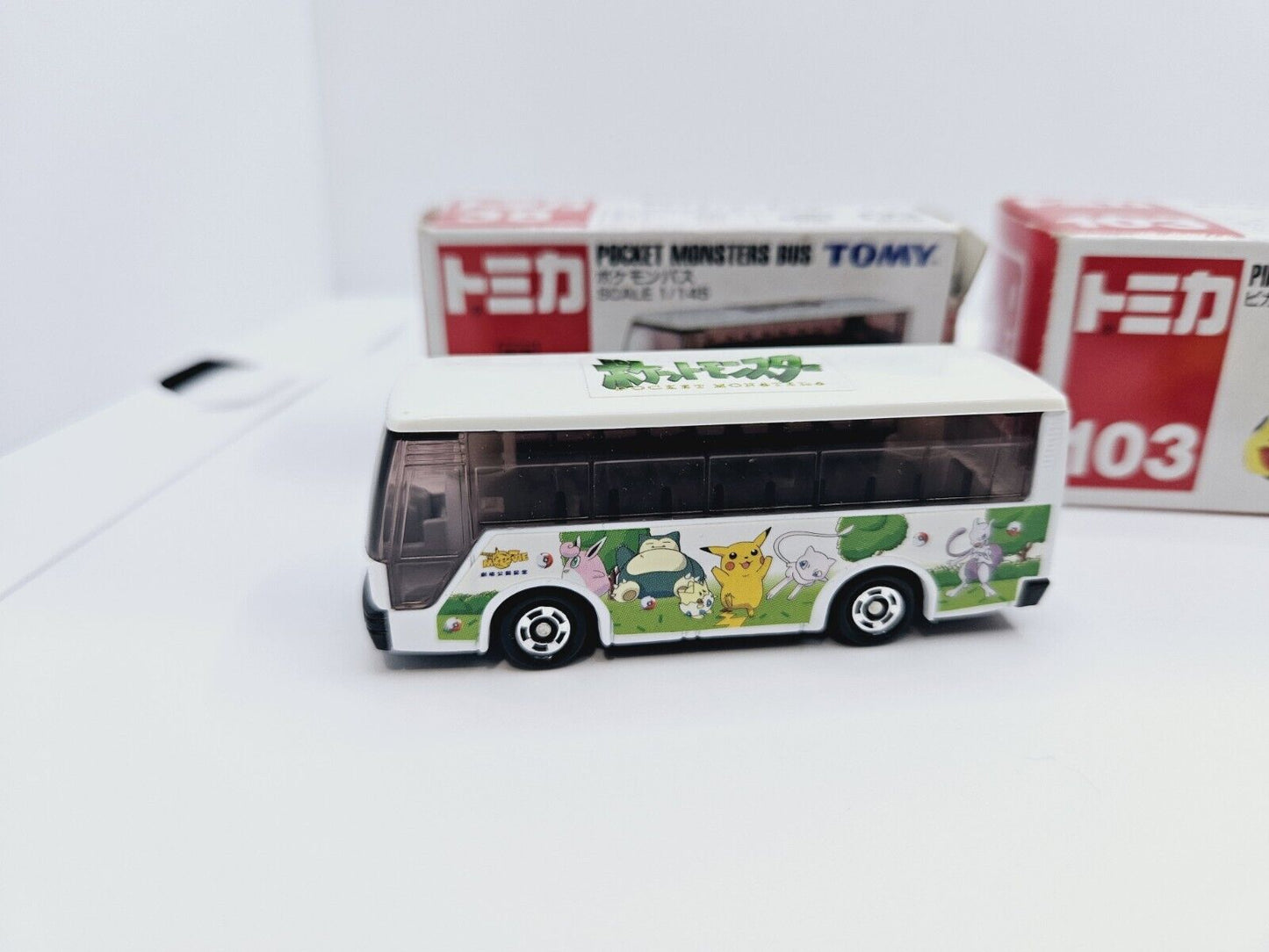 Takara Tomy Pokemon Dream No. 143 Pikachu Car & Pocket Monsters Bus #38 Boxed