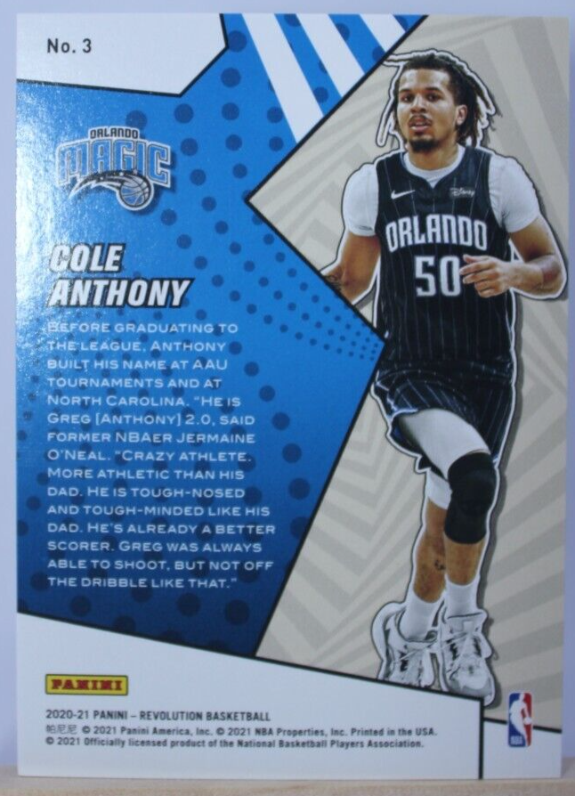 COLE ANTHONY Rookie Revolution Base #3 RC Insert Magic 2020-21 Panini Revolution