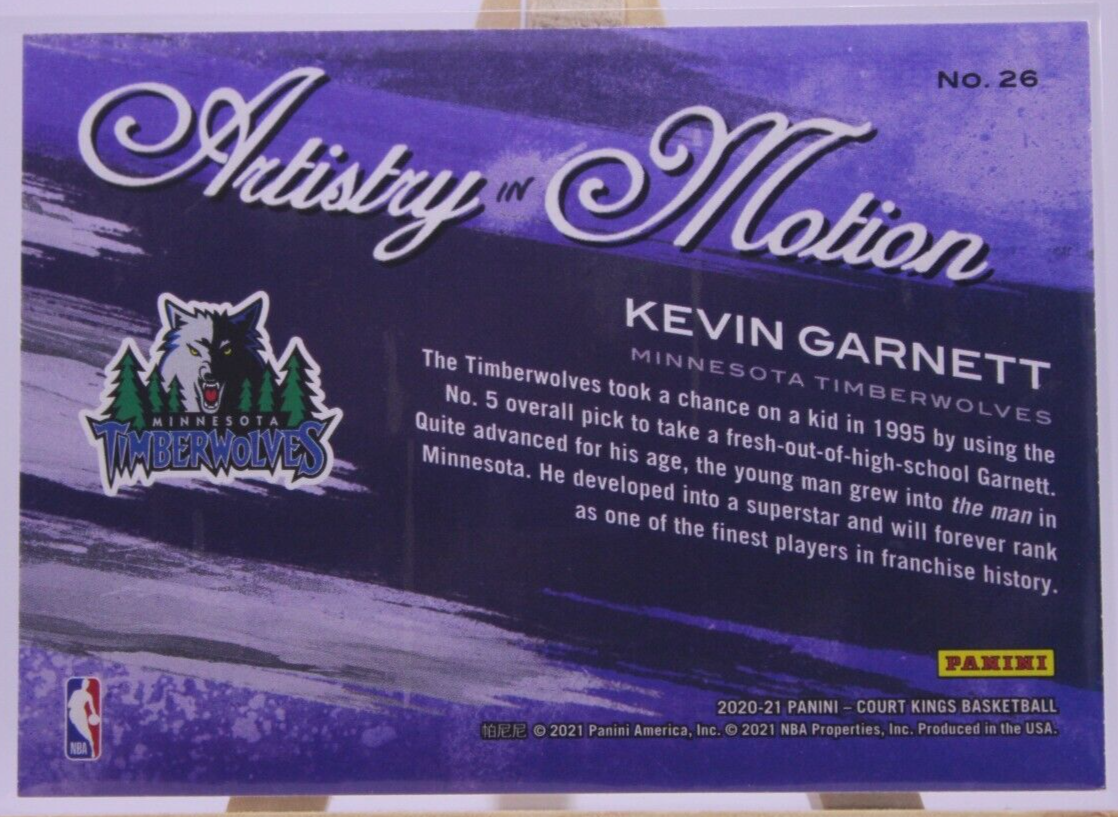 2020-21 Panini Court Kings Kevin Garnett Artistry in Motion #26 Timberwolves