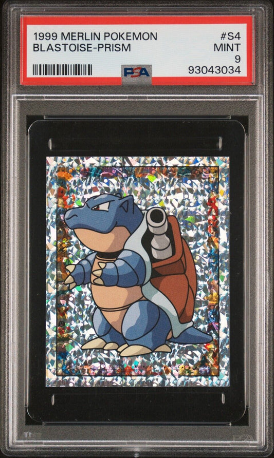 Blastoise #S4 Prism Merlin 1999 Pokemon Card Sticker PSA 9