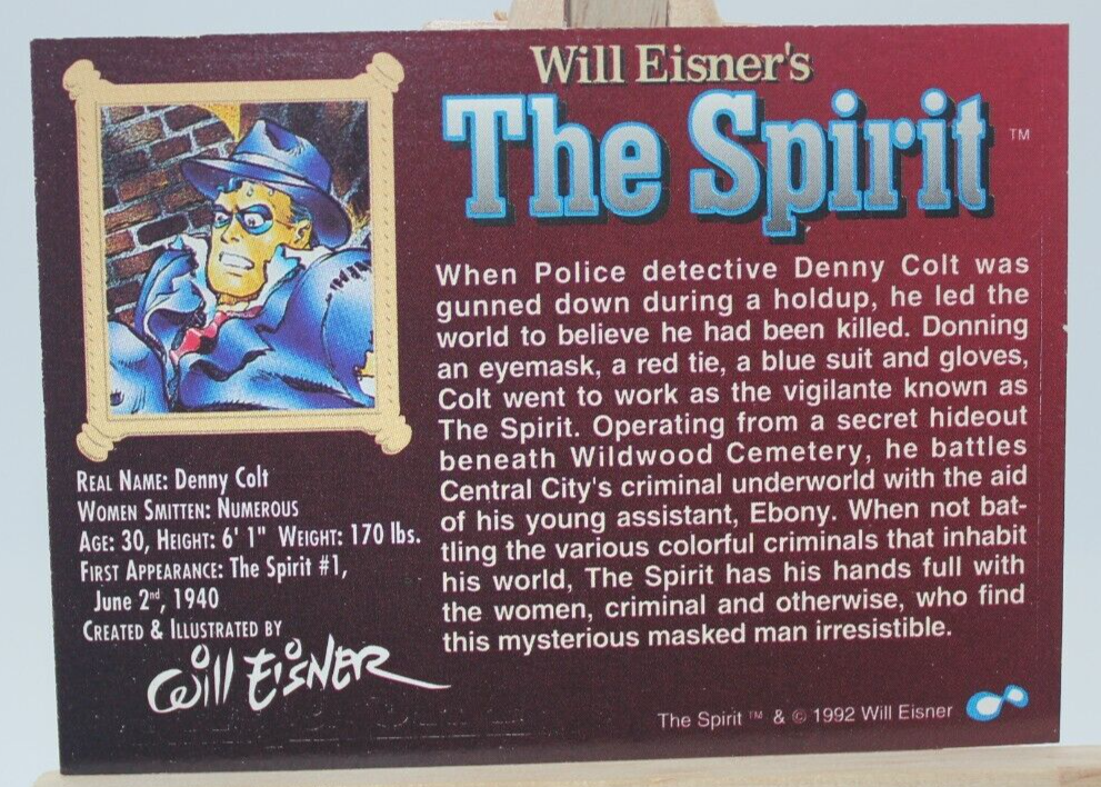 Will Eisner's The Spirit 1992 Wizard Press Denny Colt Promotional Card