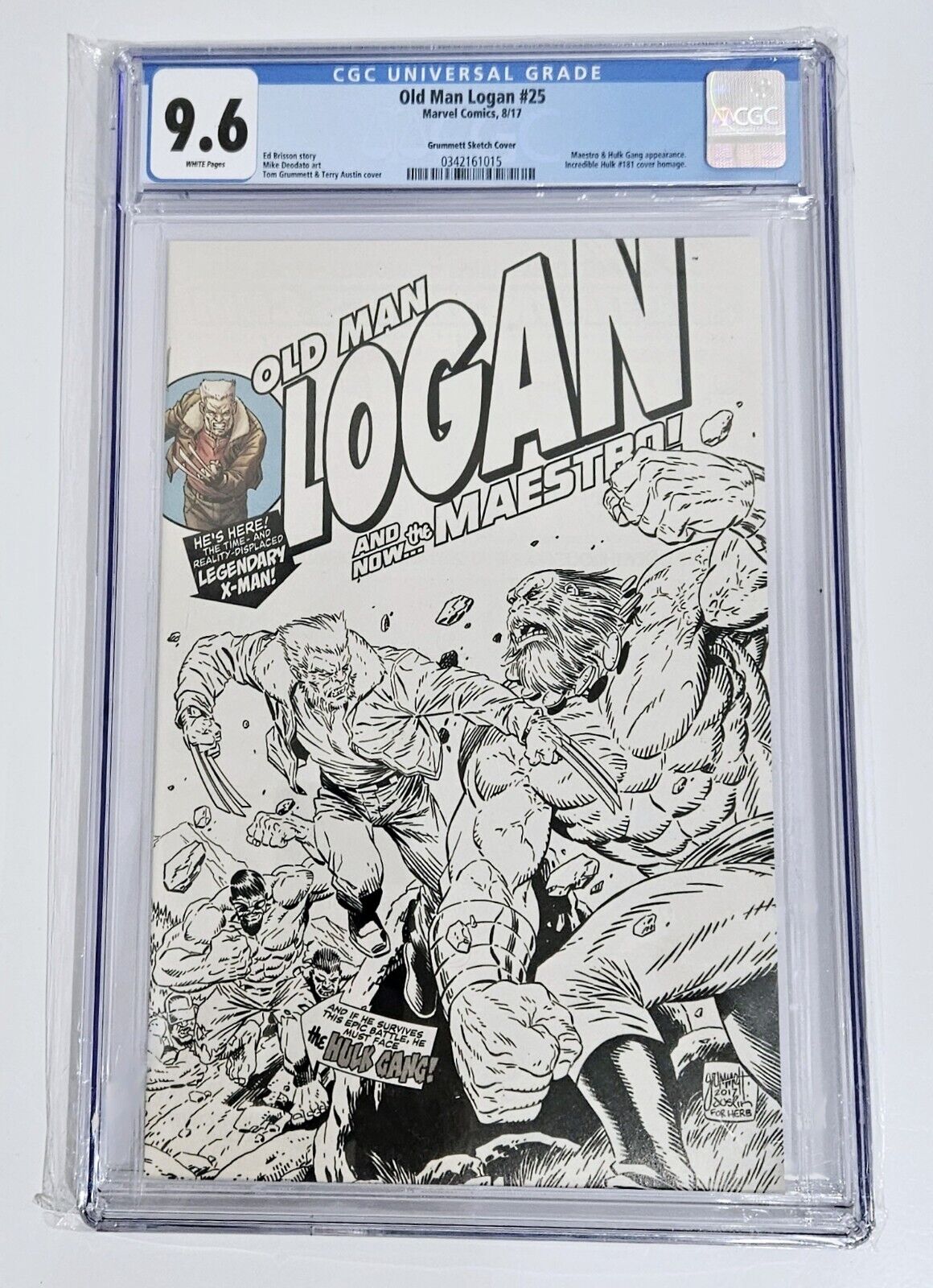 Old Man Logan 25 Tom Grummet Incredible Hulk 181 homeage Sketch CGC 9.6