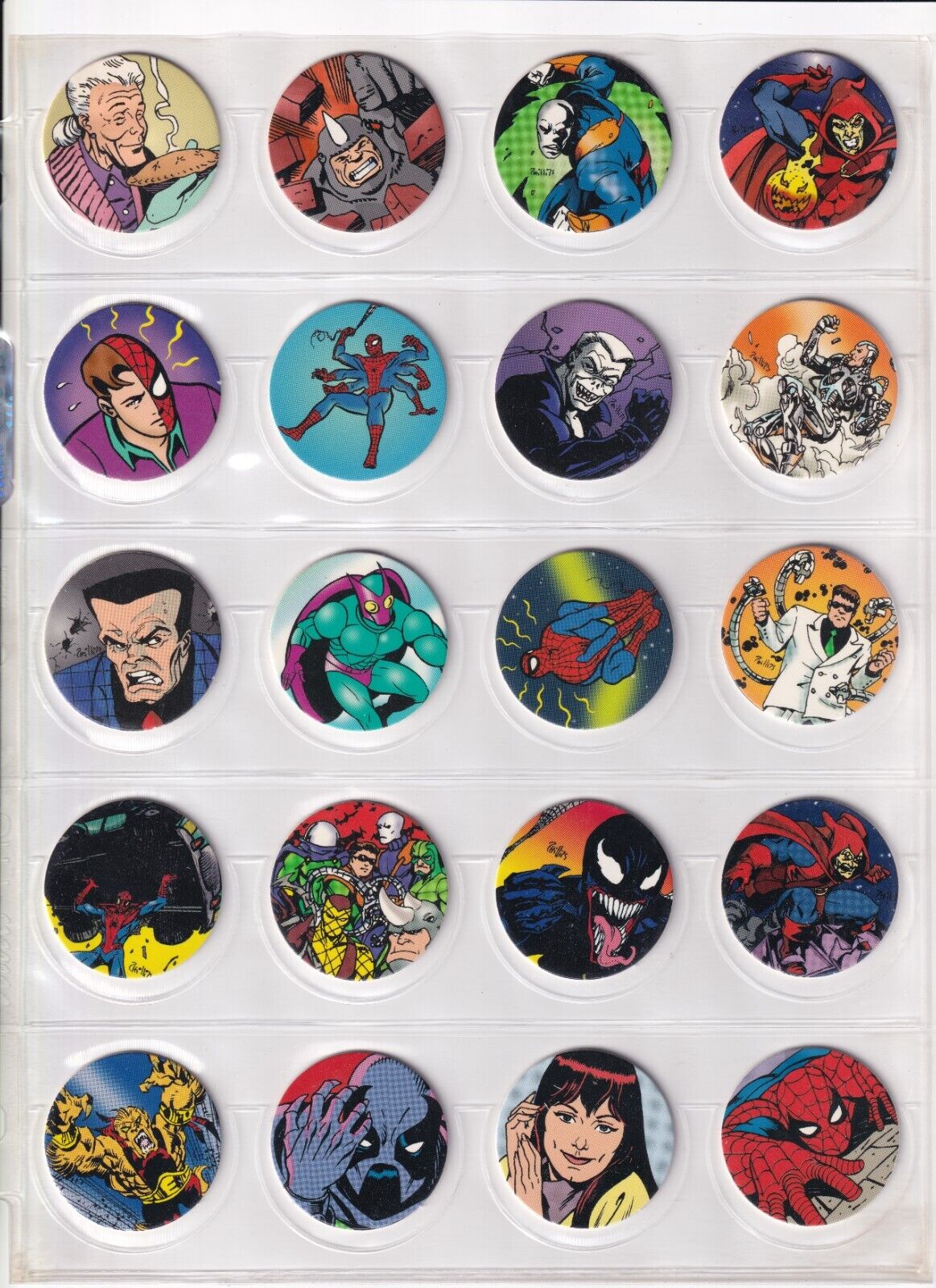 Marvel Comics Toybiz Spiderman Milk Cap Pogs 1994 49/50 Set