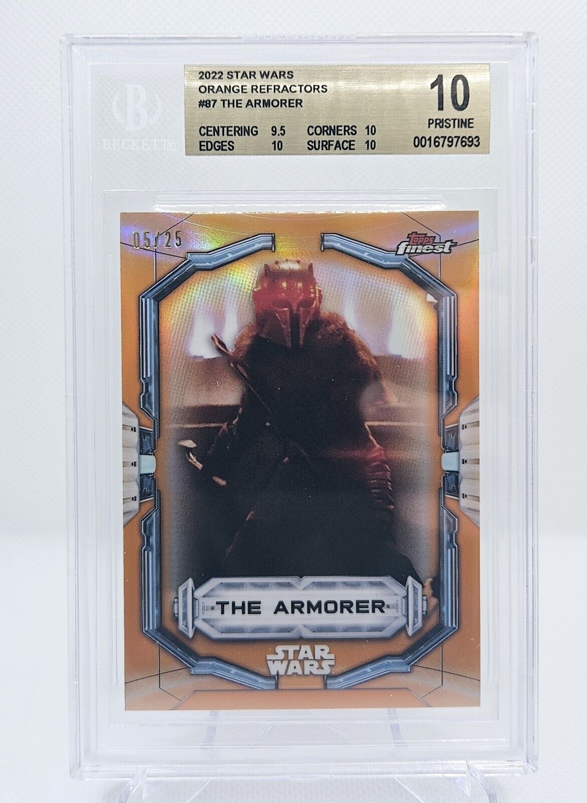 The Armorer Orange Refractor 05/25 2022 Star Wars BGS Pristine 10 POP 1