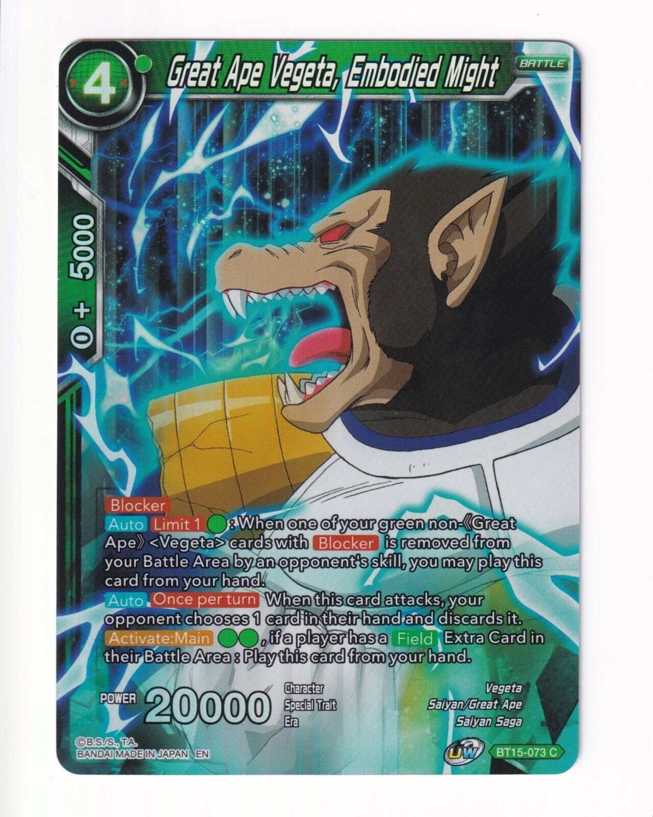 Great Ape Vegeta, Embodied Might BT15-073 C FOIL  Saiyan Showdown DBS NM