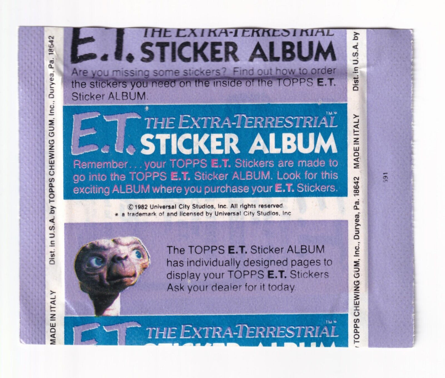 E.T. The Extra-Terrestrial 5 Album Stickers Topps 1982 UK