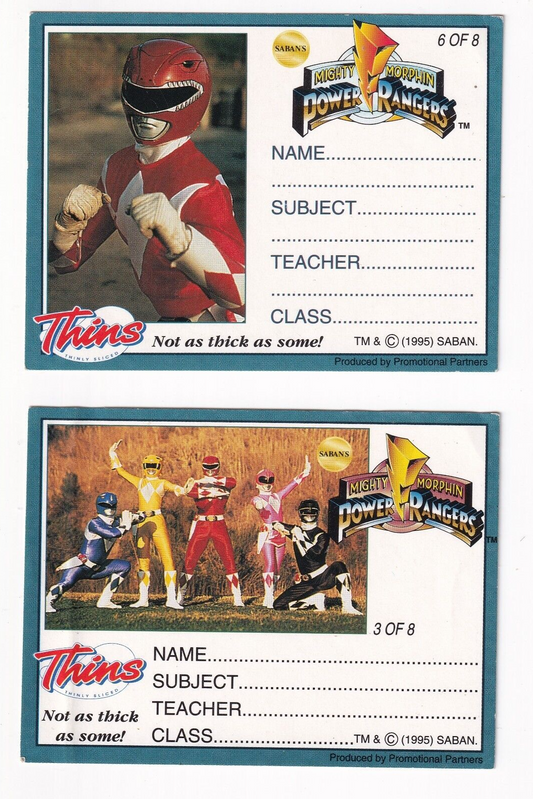 Sabans Mighty Morphin Power Rangers Book Name Tag Thins Chips 1995