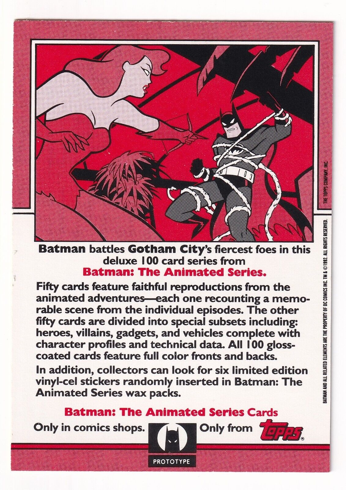 1992 DC Comics Topps Batman: The Animated Series Promotional Sample PROMO Card