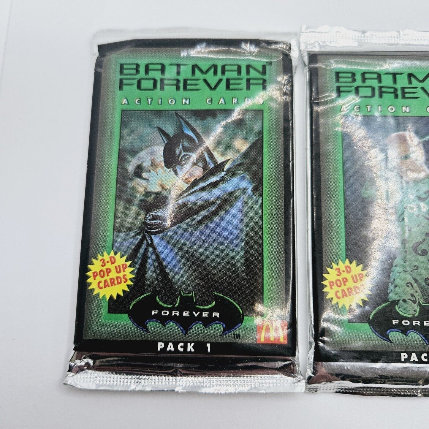 1995 McDonald Batman Forever  Pop-Up Card Sealed Packs #1-3