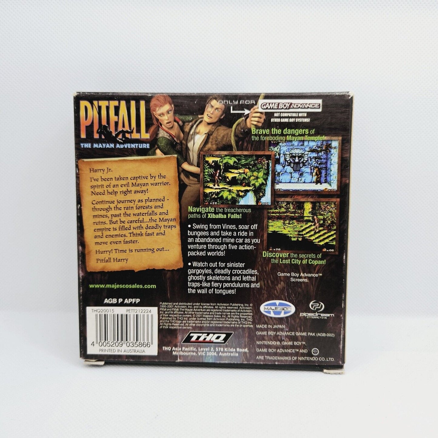 Pitfall The Mayan Adventure Gameboy Game Boy Advance GBA CIB with Manual