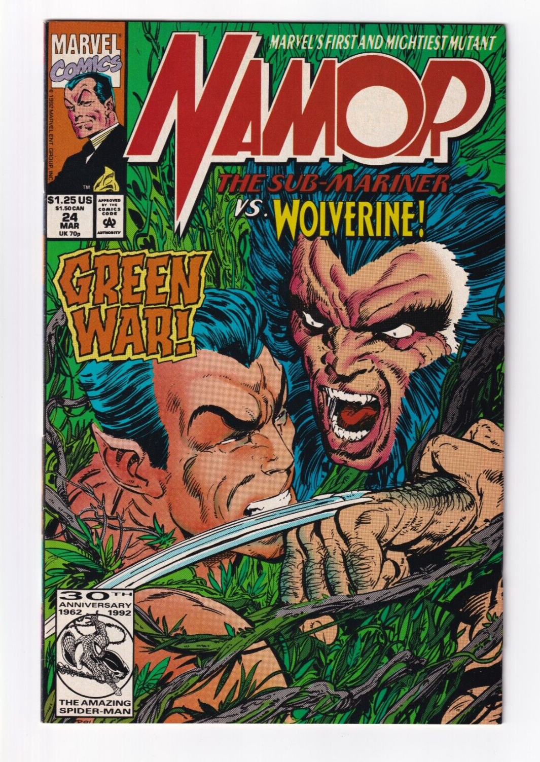 NAMOR #24 Sub-Mariner, John Byrne, vs Wolverine, 1992, Green War