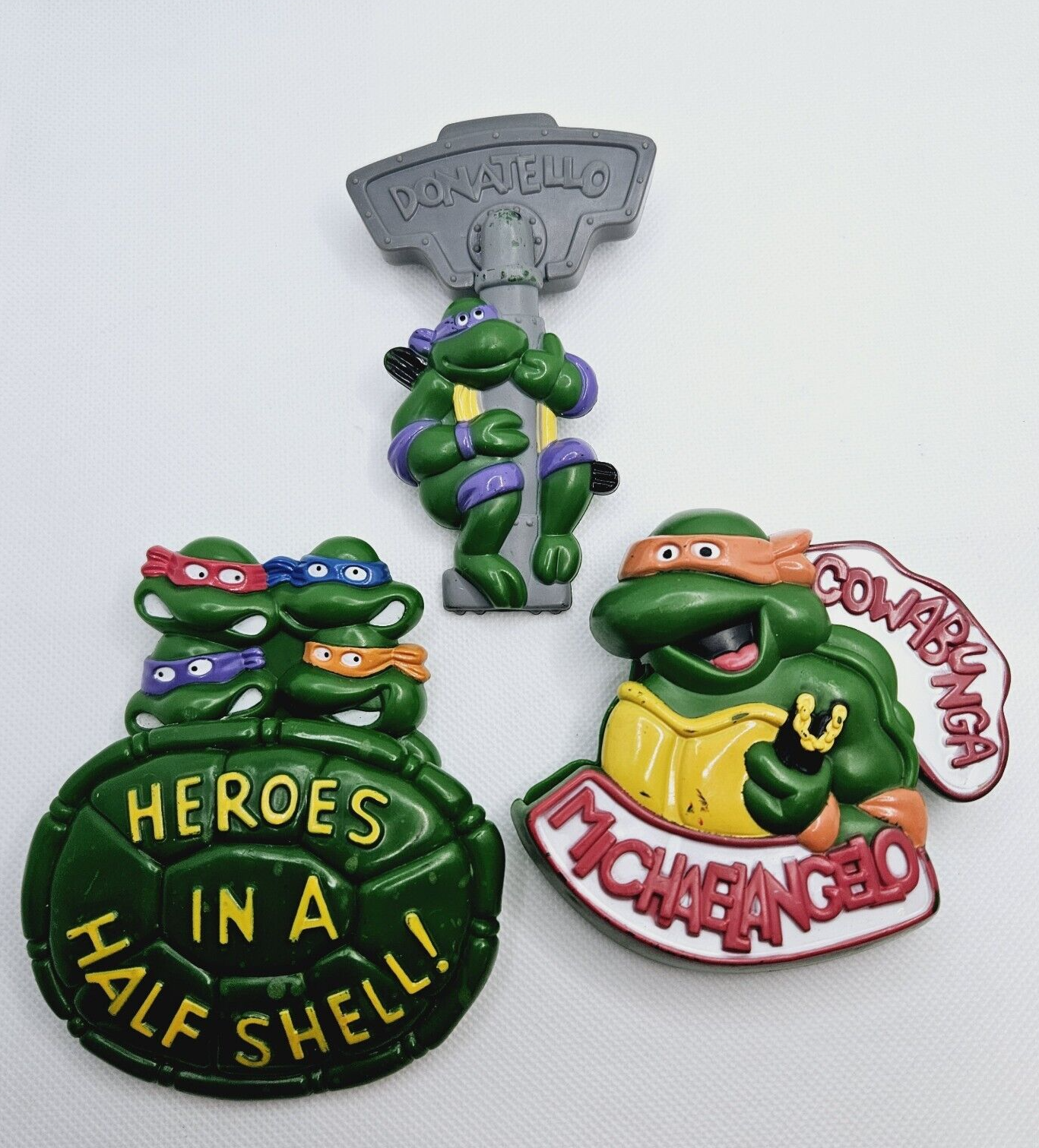 Teenage Mutant Ninja Turtles Pizza Hut Australia Toy x 3 1990 TMNT