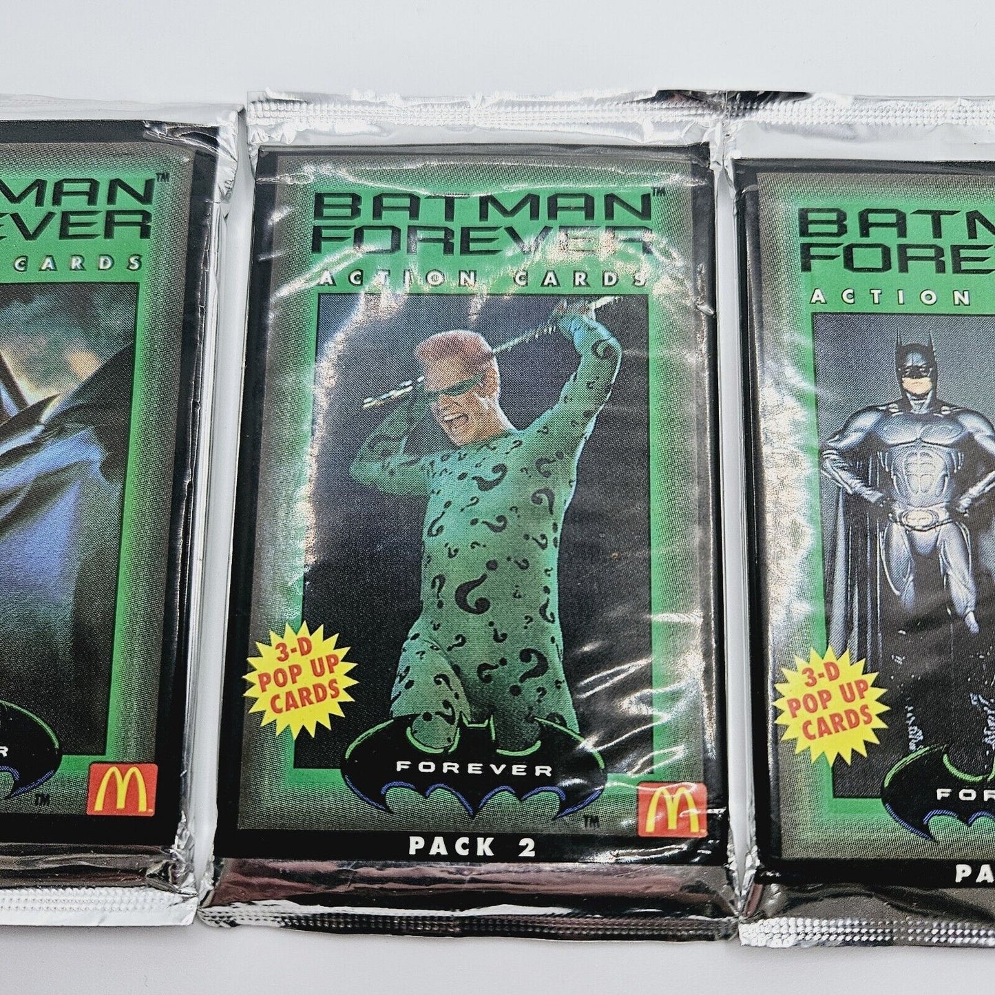 1995 McDonald Batman Forever  Pop-Up Card Sealed Packs #1-3