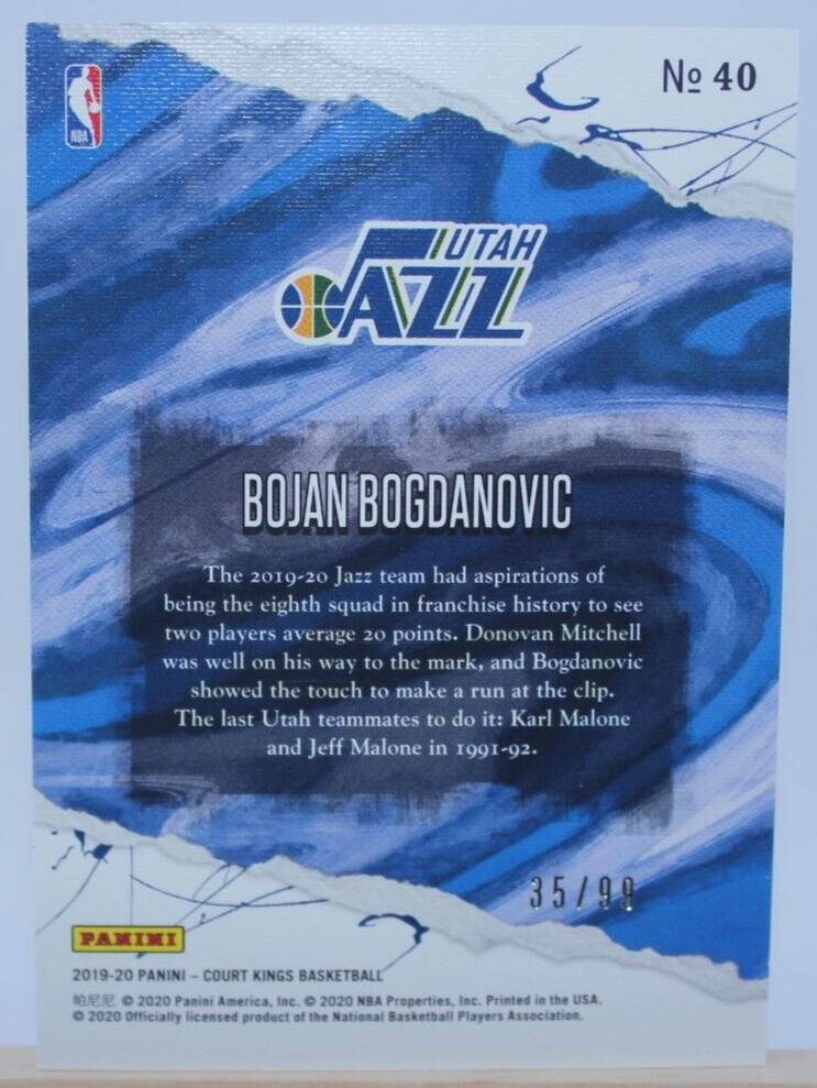 Bojan Bogdanovic #40 35/99 Panini Court Kings Utah Jazz NBA