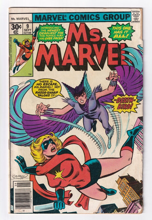 Ms Marvel #9 Marvel Comics 1977 1st Death Bird