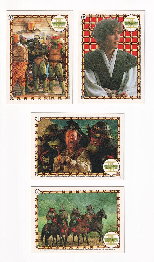 1992 Topps III (Movie) Stickers Teenage Mutant Ninja Turtles Bundle x 4 Cards